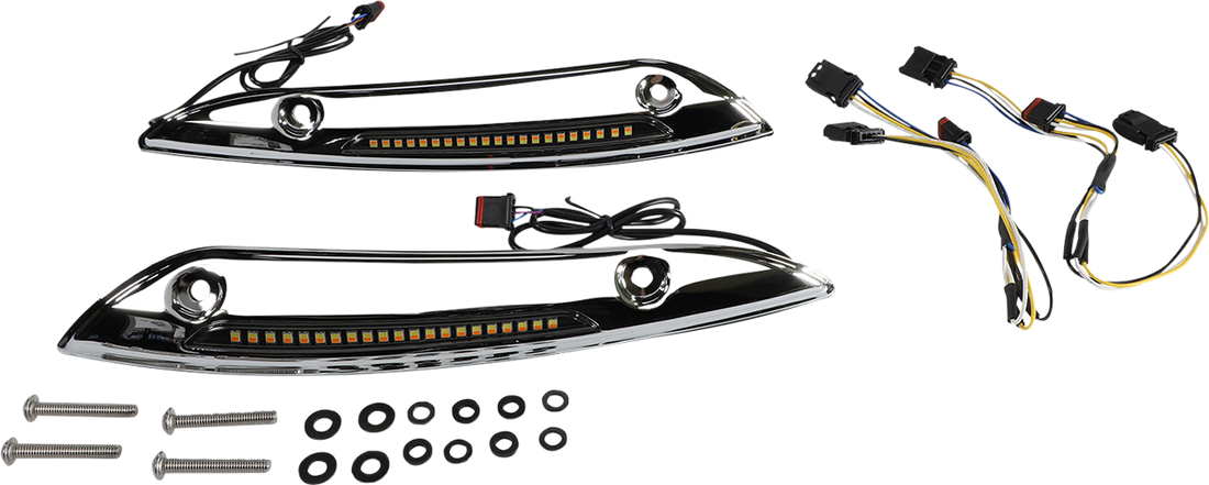 2040-2819 - CUSTOM DYNAMICS Windshield Trim - Sequential Turn Signal - Chrome CD-RG-SWT-AW2-C