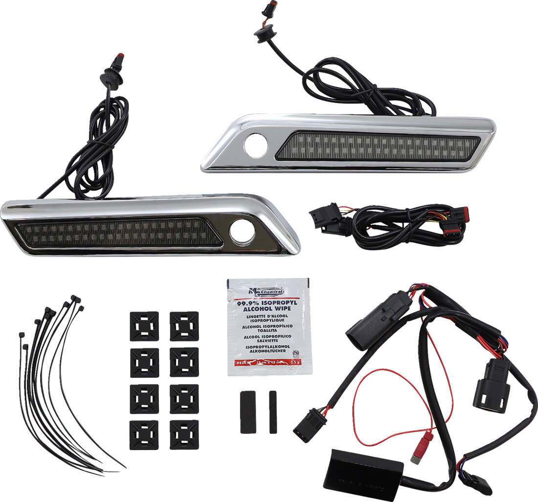 2040-2870 - CUSTOM DYNAMICS Latch Light - Saddlebag - Dual Color - Smoke - Chrome CD-SBL-DC-SC