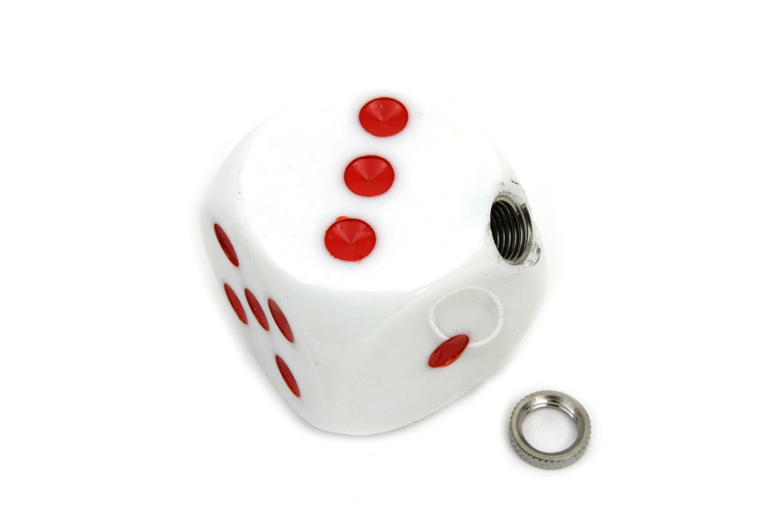 21-0938 - White Dice Style Shifter Knob by V-Twin