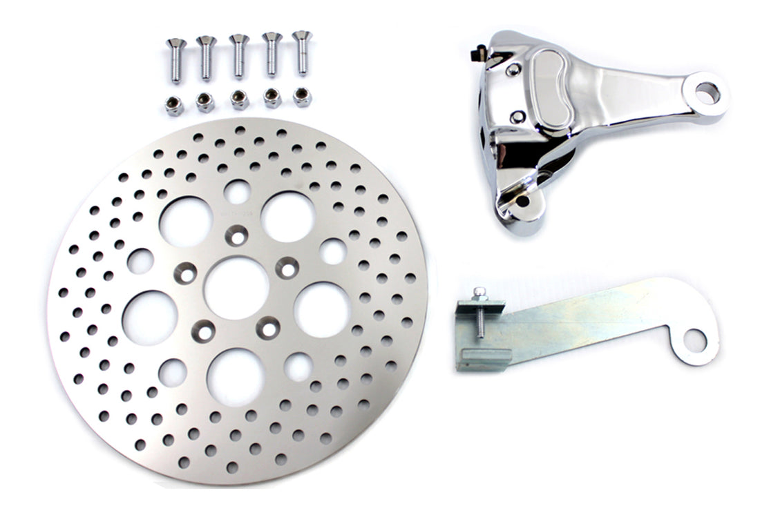 22-0366 - Chrome Rear 4 Piston Caliper and 11-1/2  Disc Kit by V-Twin