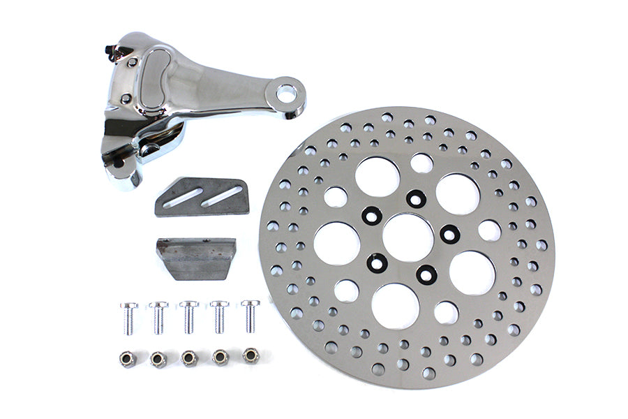 22-0370 - Chrome Rear 4 Piston Caliper and 11-1/2  Disc Kit by V-Twin