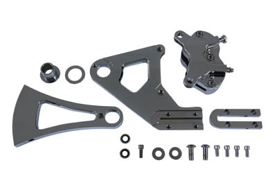 22-0764 - Chrome Rear 4 Piston Caliper and Bracket Kit by V-Twin