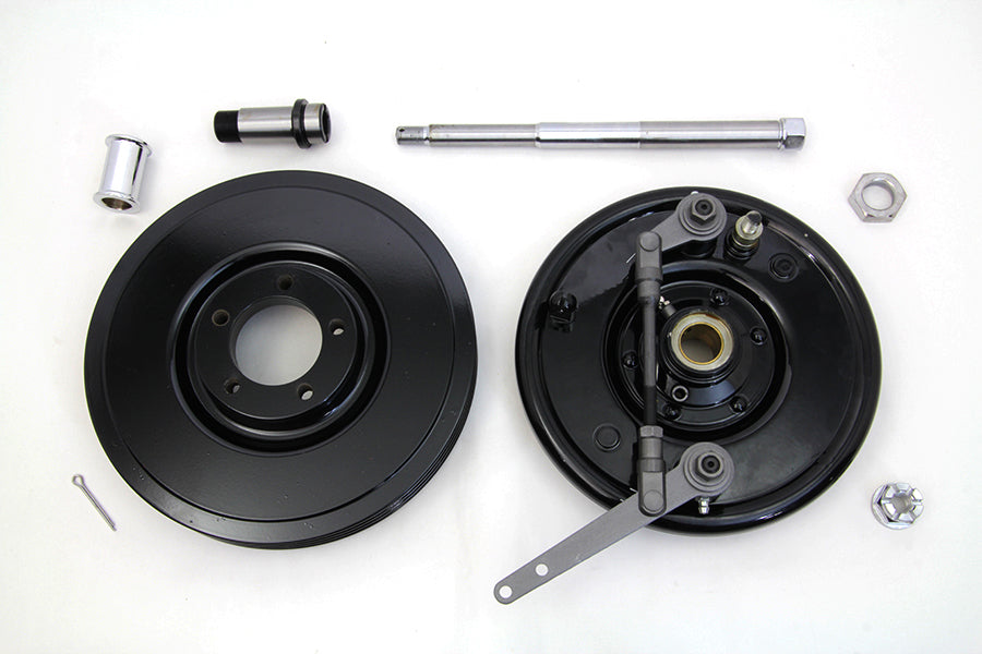 22-0774 - Dual Cam Brake Backing Plate and Brake Drum Kit Black by V-Twin