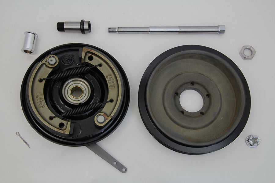 22-0774 - Dual Cam Brake Backing Plate and Brake Drum Kit Black by V-Twin