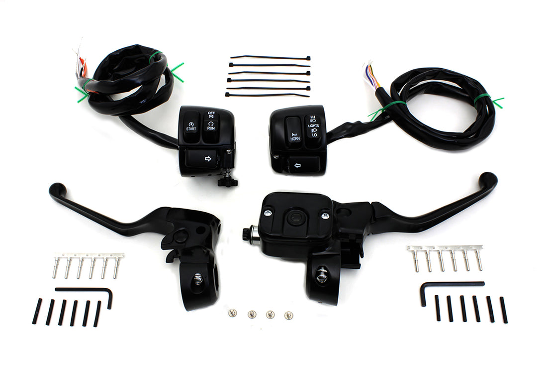 22-1168 - Smooth Contour Handlebar Control Kit Black by V-Twin