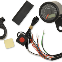 2210-0420 - DRAG SPECIALTIES Programmable Speedometer with Indicator Lights - Gloss Black - 120 MPH LED Black Face - 1-7/8" 77902