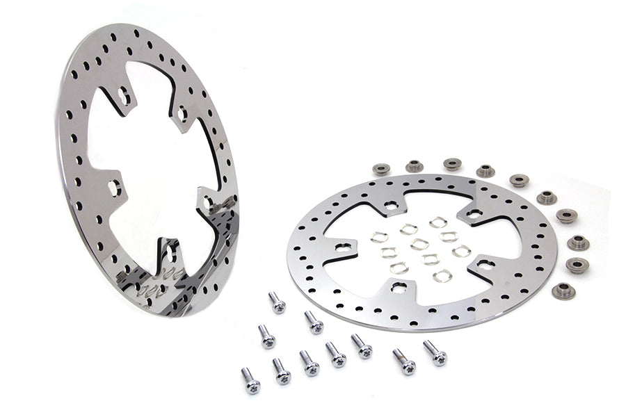 23-0079 - 11.8 inch Drilled Front Brake Disc Set Mirror Polished Stain by Duro