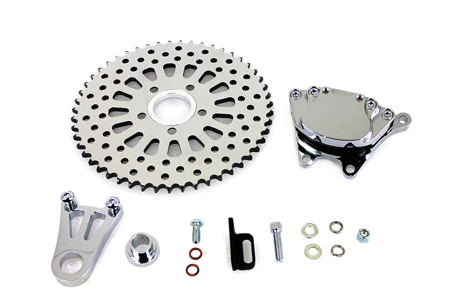 23-0822 - Chrome Rear 4 Piston Caliper and 10  Disc Sprocket by V-Twin