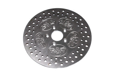 23-0835 - 11-1/2 inch Rear Brake Disc Skull Design Stainless Steel by V-Twin