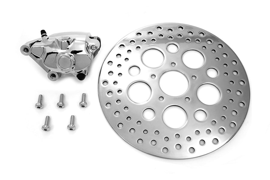 23-0989 - Chrome Front 4 Piston Caliper and 11-1/2  Disc Kit by V-Twin