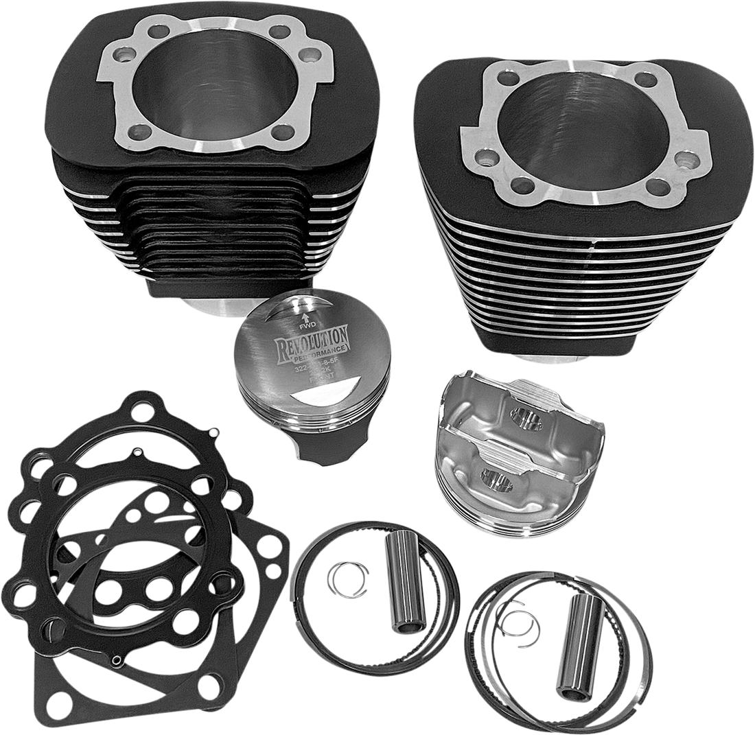 REVOLUTION PERFORMANCE, LLC Cylinder Kit - Monster Big Bore - 100" - Black w/Highlighted Fins - Evolution Big Twin '84-'99 RP201-210W