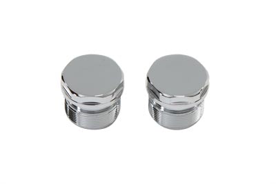 24-0335 - Chrome Top Fork Tube Plugs without Hole by V-Twin