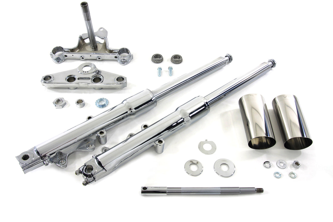 24-0514 - 41mm Fork Assembly with Chrome Sliders Stock Length by V-Twin