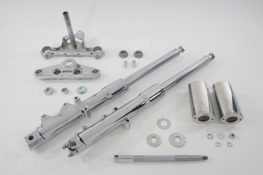 24-0514 - 41mm Fork Assembly with Chrome Sliders Stock Length by V-Twin