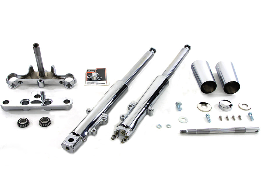 24-0579 - Fork Assembly with Chrome Sliders Stock Length by V-Twin