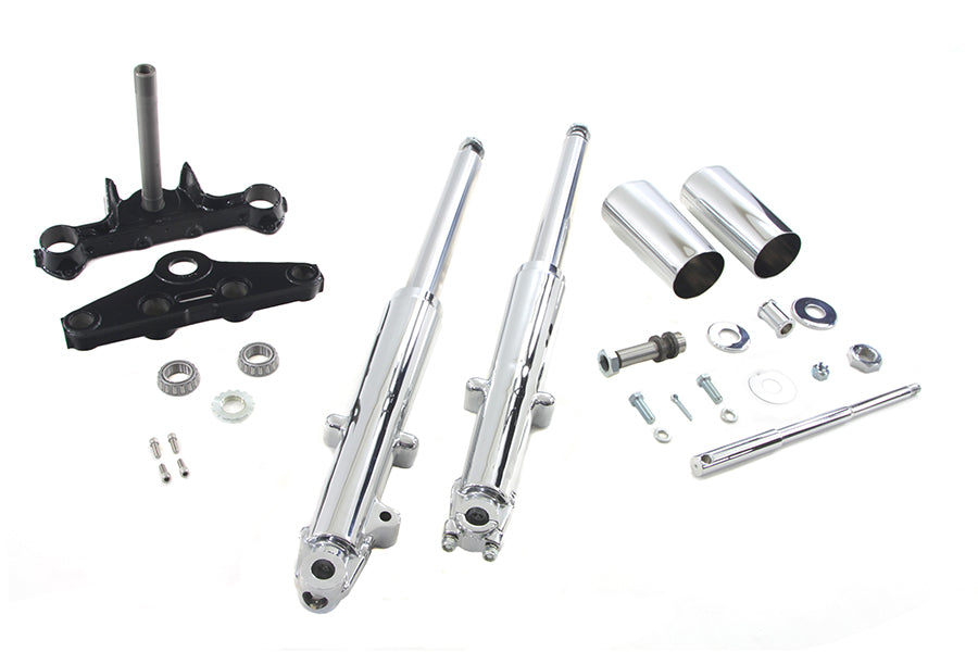 24-0757 - 41mm Chrome Fork Assembly with Chrome Sliders by V-Twin