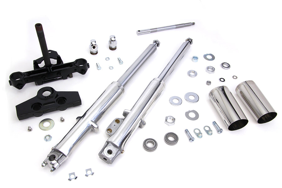 24-0790 - 41mm Adjustable Fork Tube Assembly with Polished Sliders by V-Twin