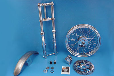 24-1051 - 39mm Chrome Fork Assembly with 19  Wheel by V-Twin