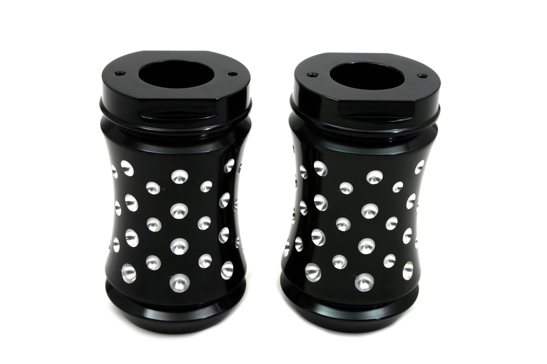24-1159 - Black Fork Slider Cover Set Agostinni Style by V-Twin