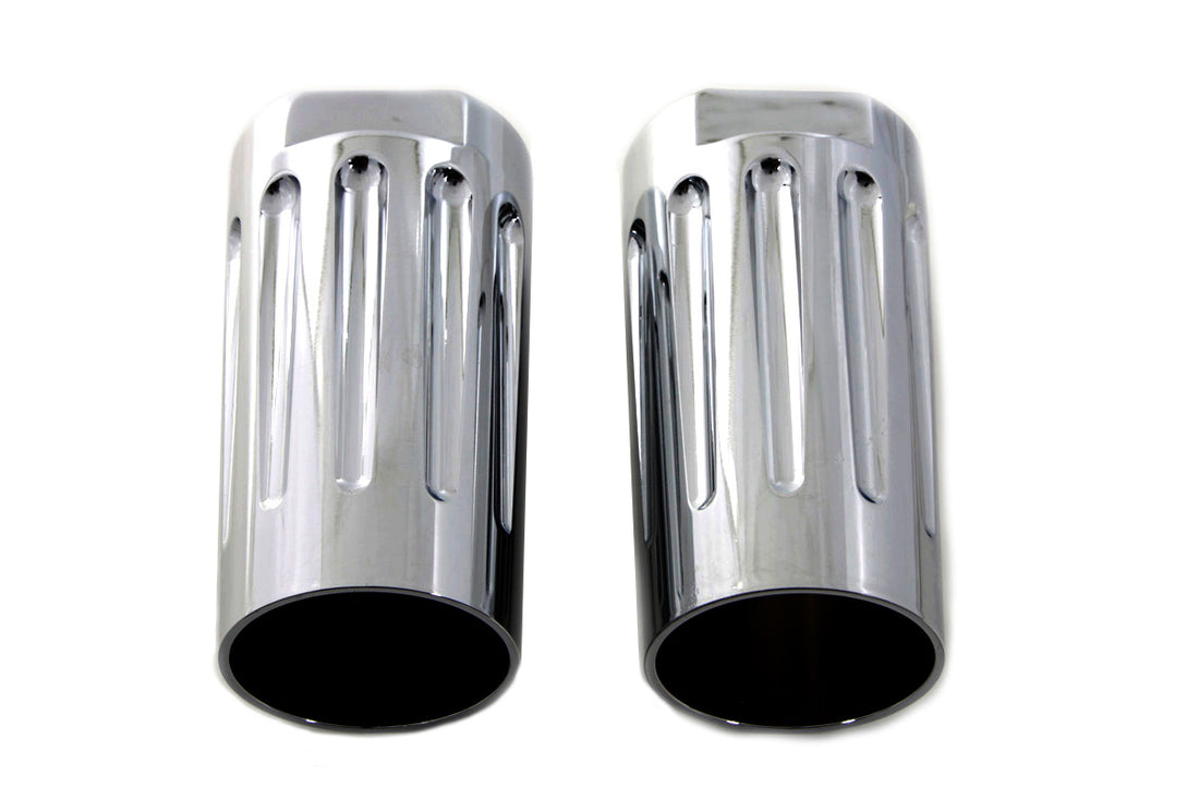 24-1166 - Chrome Milled Fork Slider Cover Set by V-Twin