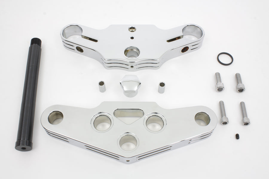 24-3000 - 3 Ball Milled Triple Tree Set Chrome by V-Twin