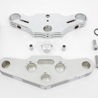 24-3000 - 3 Ball Milled Triple Tree Set Chrome by V-Twin