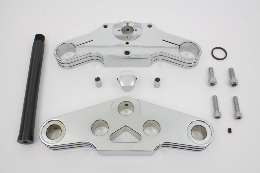 24-3000 - 3 Ball Milled Triple Tree Set Chrome by V-Twin