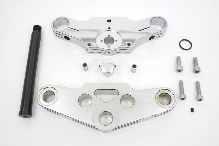 24-3000 - 3 Ball Milled Triple Tree Set Chrome by V-Twin