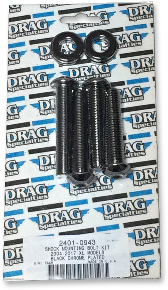 2401-0943 - DRAG SPECIALTIES Shock Mount Kit - Black/Chrome MKDR8BK