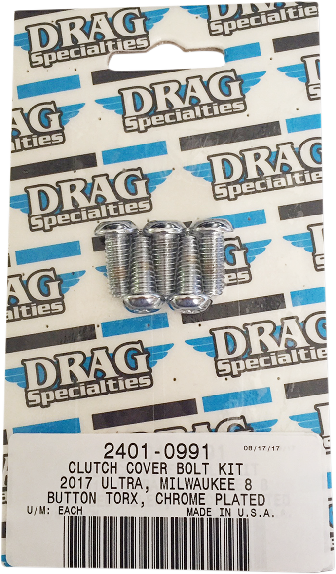 2401-0991 - DRAG SPECIALTIES Clutch Torx? Bolt Kit - Chrome - M8 MK788