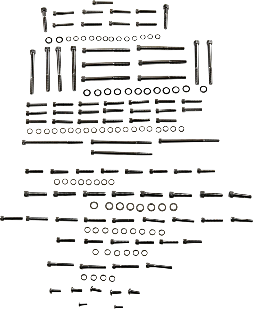2401-1017 - DRAG SPECIALTIES Engine Set Knurled Bolt Kit - Black/Chrome - M8 MK775BK
