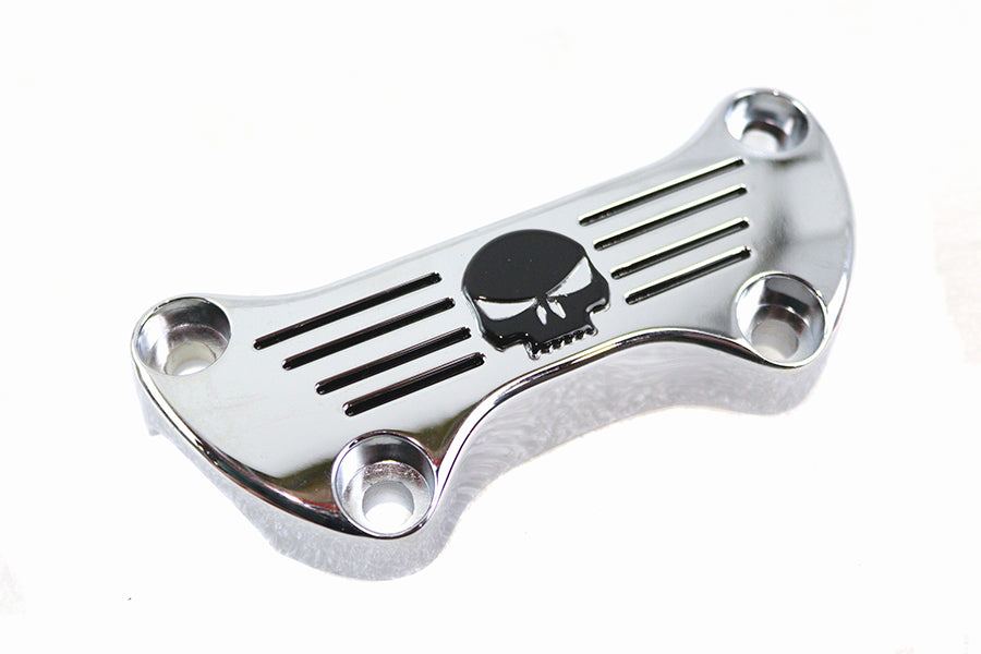 Skull Riser Top Clamp Chrome with Long Skirt