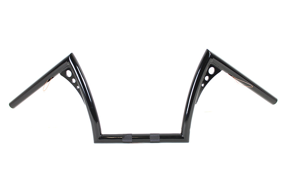 25-1285 - 10 inch Z-Bar Handlebar with Wiring Indents and Holes Black by MCM