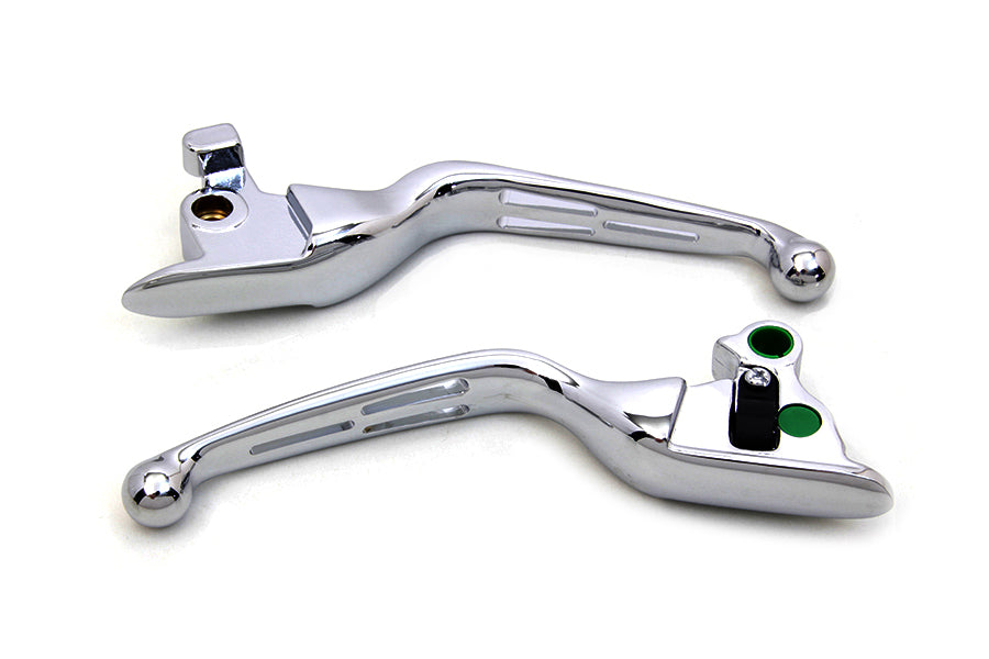 26-0002 - Chrome 3-Slot Wide Hand Lever Set by V-Twin