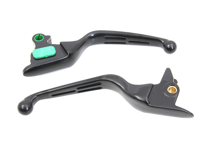 26-0003 - Matte Black 3-Slot Wide Hand Lever Set by V-Twin