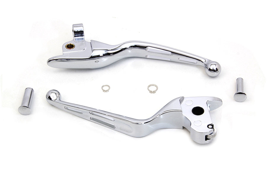 26-0009 - Chrome 3-Slot Wide Hand Lever Set by V-Twin