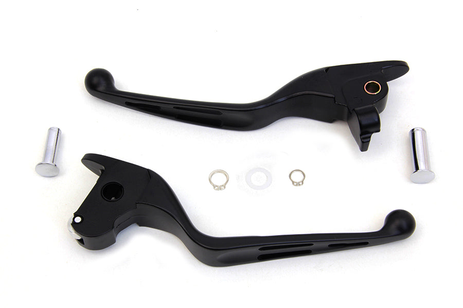 26-0010 - Matte Black 3-Slot Wide Hand Lever Set by V-Twin
