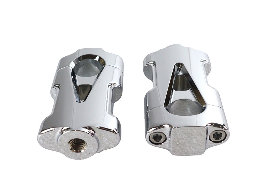 26-0936 - V-Fire Chrome Flat Handlebar Riser Set with Contrast Cut by V-Twin