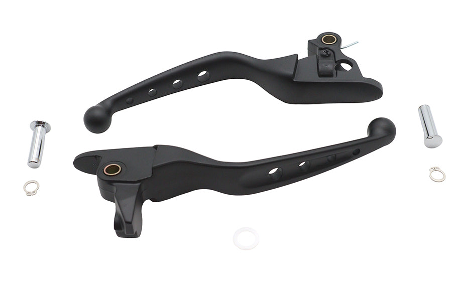 26-1020 - 4 Hole Hand Lever Set Black by V-Twin