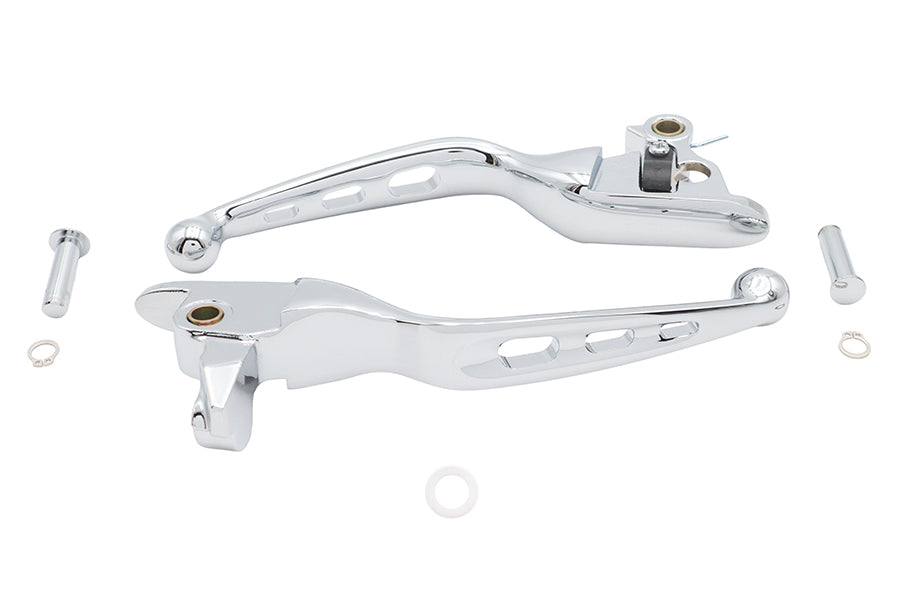 26-1022 - 3 Slot Hand Lever Set Chrome by V-Twin