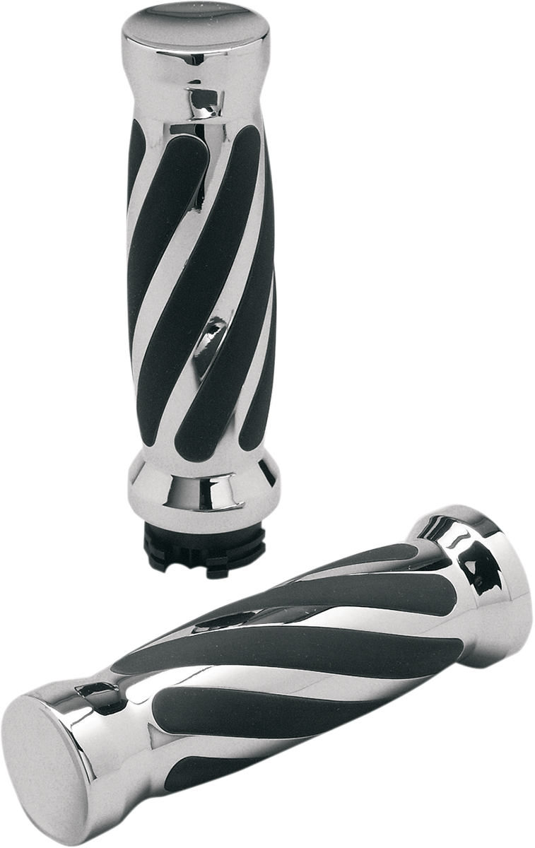 0630-0005 - PRO-ONE PERF.MFG. Grips - Twisted - Rubber - Cable - Chrome 802440