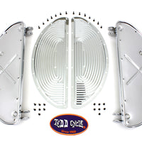 27-0373 - Chrome Driver Half Moon Footboard Set with Ribbed Insert by V-Twin