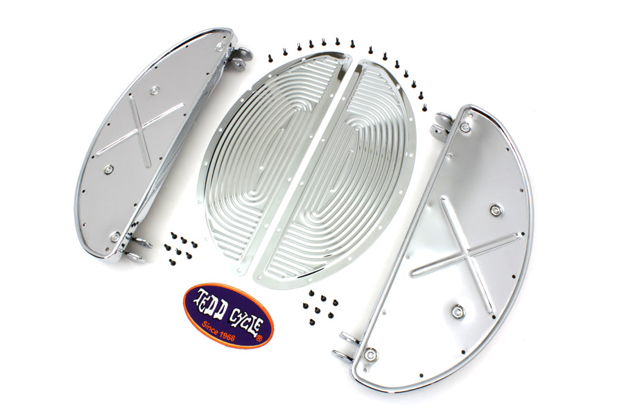 27-0373 - Chrome Driver Half Moon Footboard Set with Ribbed Insert by V-Twin