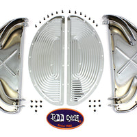 27-0373 - Chrome Driver Half Moon Footboard Set with Ribbed Insert by V-Twin