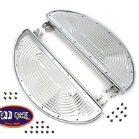 27-0373 - Chrome Driver Half Moon Footboard Set with Ribbed Insert by V-Twin