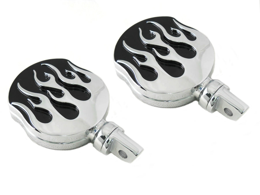 27-0477 - Chrome Flame Style Highway Bar Footpeg Set by Wyatt Gatling