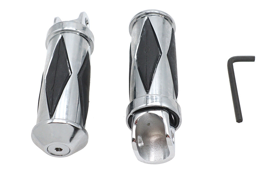 27-0554 - Chrome Diamond Style Footpeg Set by V-Twin
