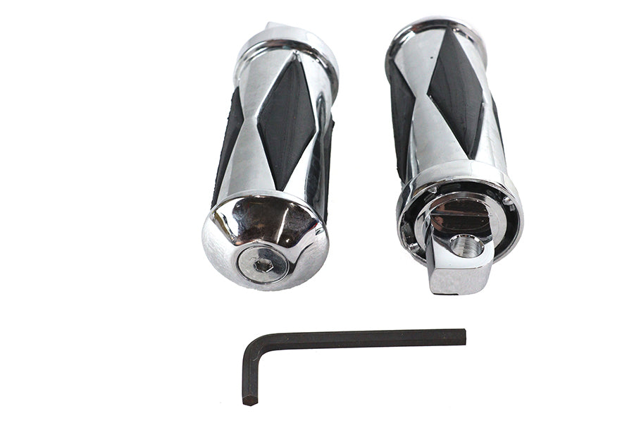 27-0556 - Chrome Diamond Style Large Footpeg Set by V-Twin