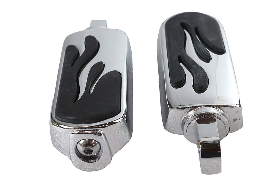 27-0558 - Chrome Flame Style Footpeg Set by V-Twin