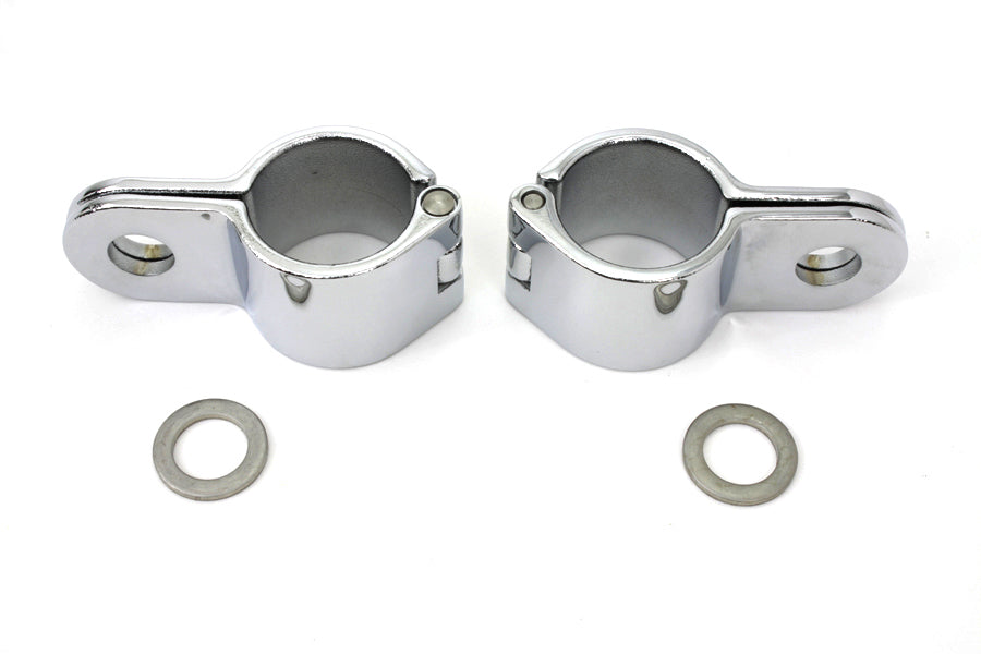 27-0666 - Chrome 1-1/4 inch Footpeg Mount Clamp Set by V-Twin